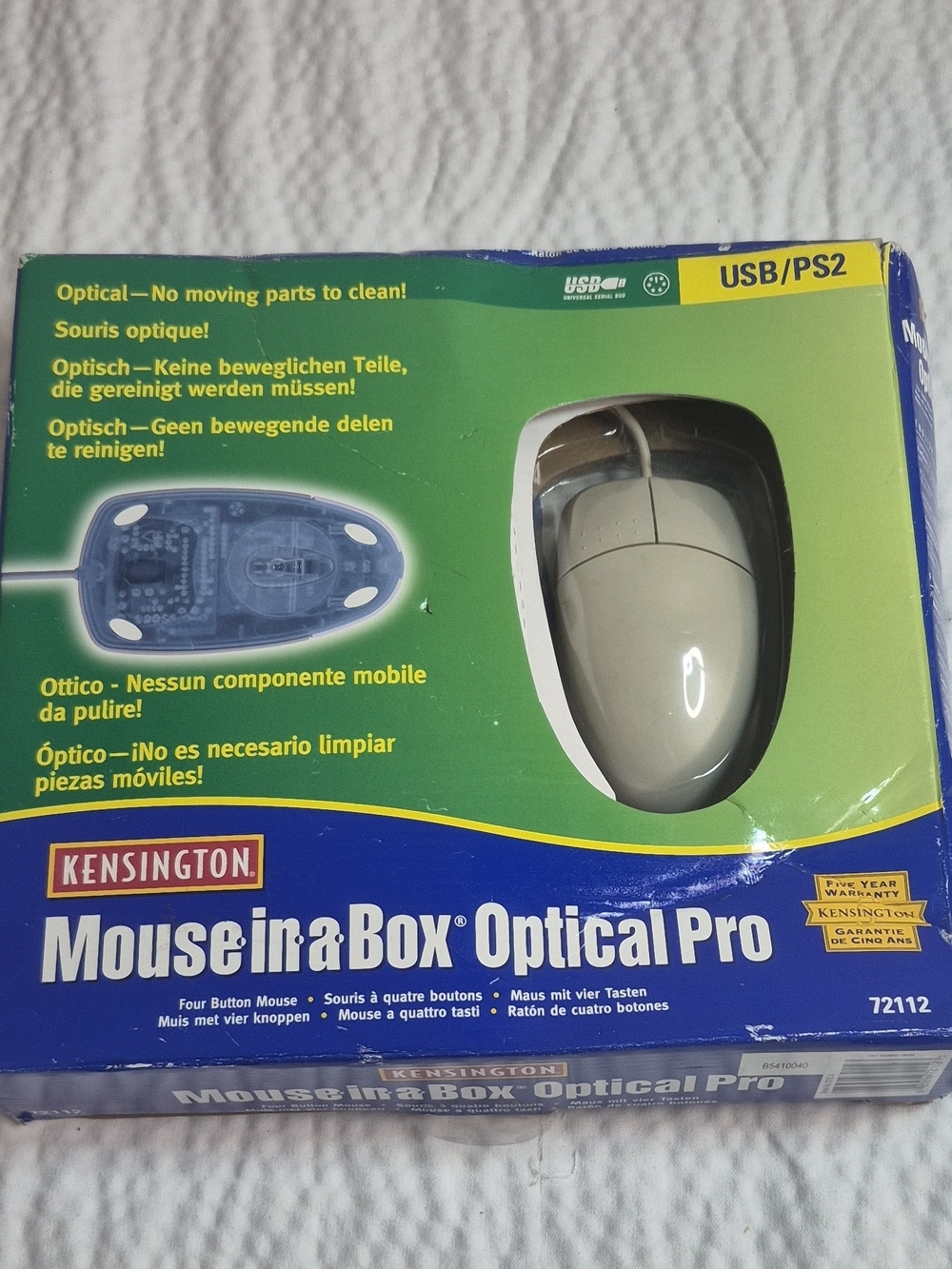 Kensington Mouse-in-a-Box Optical Pro Wired Mouse - White